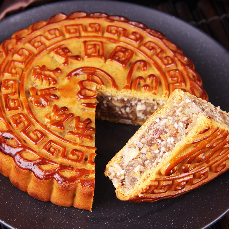 [润之禧_福满金秋月饼礼盒]润之禧三层提篮月饼礼盒多口味组合装1100g