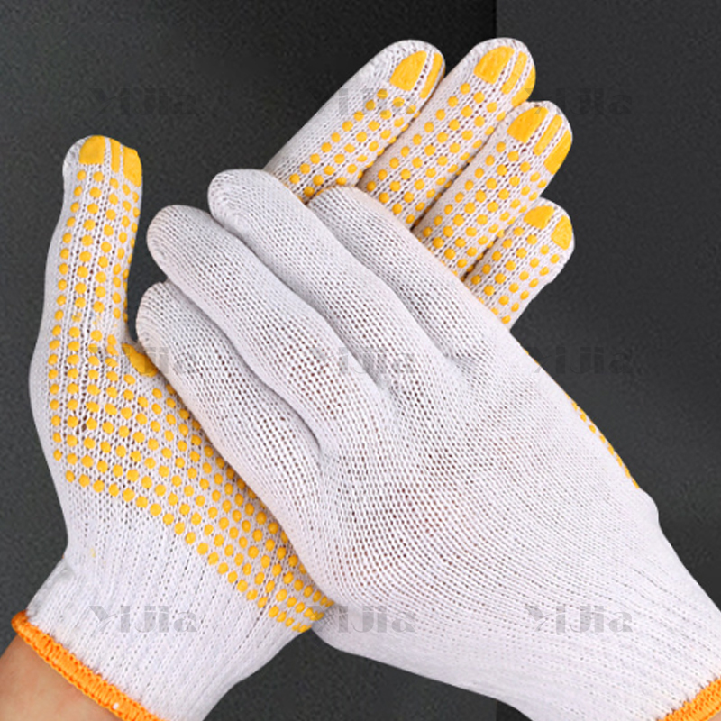 翌嘉YJ40620002点塑手套劳保手套防滑耐磨点胶手套 600g黄点塑高清大图