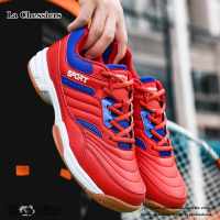 La Chessiers户外春夏季青少年网球鞋男款防滑耐磨专用低帮训练运动鞋轻便羽毛球鞋大码 红蓝 46码