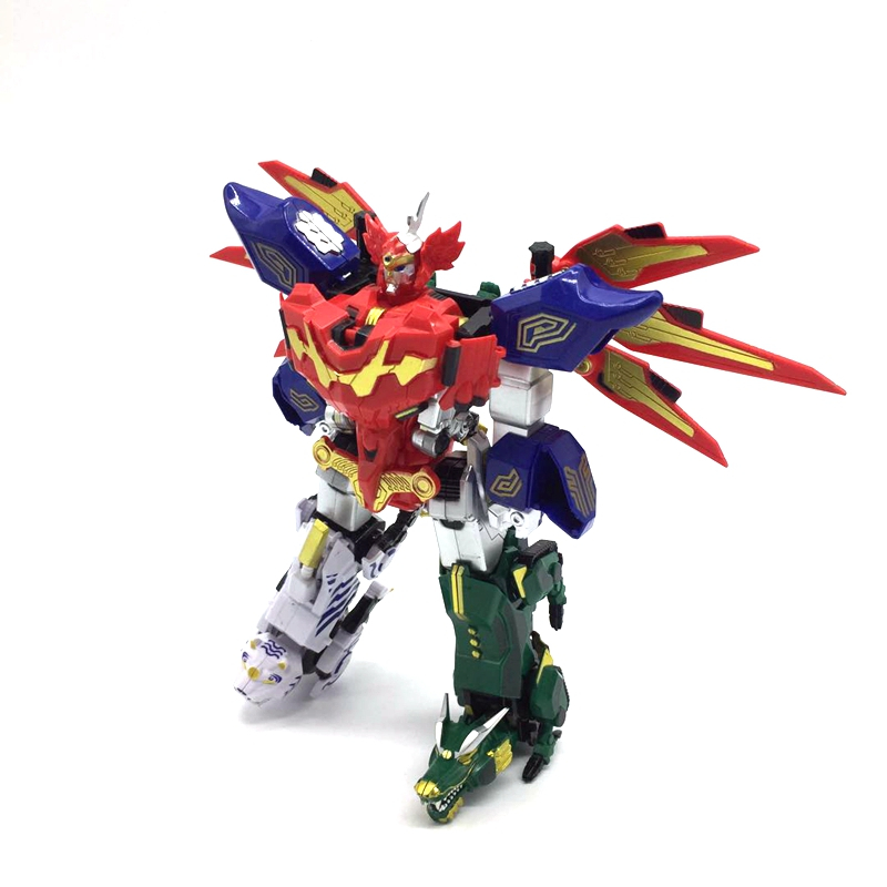 正版神兽金刚玩具天神地兽三宝青龙机器人五合一变形拼装玩具