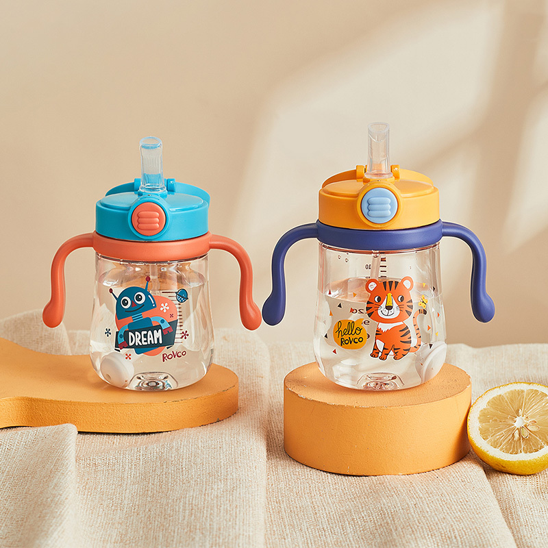 日康卡通水杯婴儿吸管杯儿童水壶防漏加厚耐摔设计220ml颜色随机发货