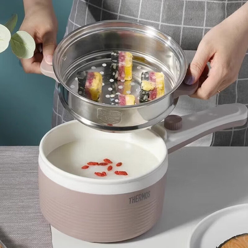 膳魔师(THERMOS)EHA-4311A-SP家用多功能电煮锅电热锅不粘内胆蒸煮两档 1.5L 电蒸锅高清大图