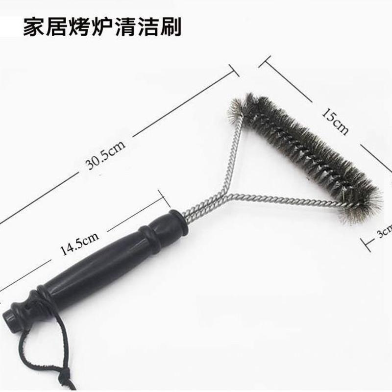 烧烤钢丝刷子钢丝刷带柄不锈钢清洁刷除锈烤网烤架清洗烤刷工具 12寸刷子