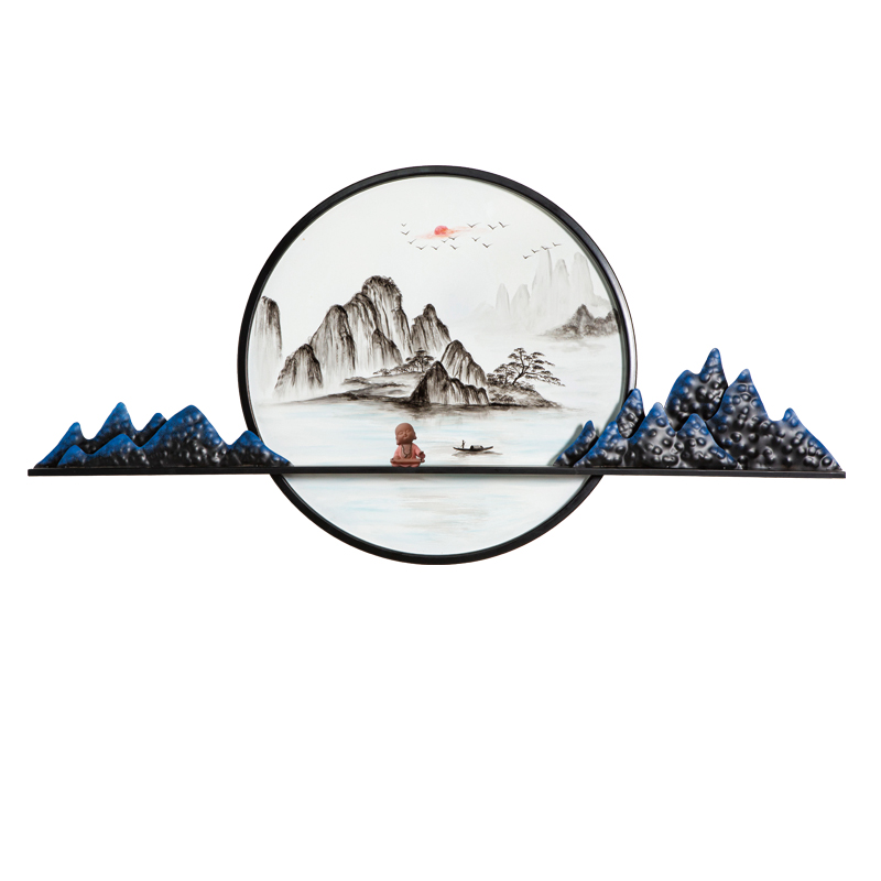 新中式山影客厅酒店创意居家壁饰画禅意玄关装饰沙发背景墙面挂件 三维工匠 来图定做尺寸