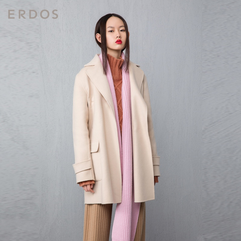 ERDOS 秋冬 中长款休闲保暖女士羊毛羊绒毛呢大衣