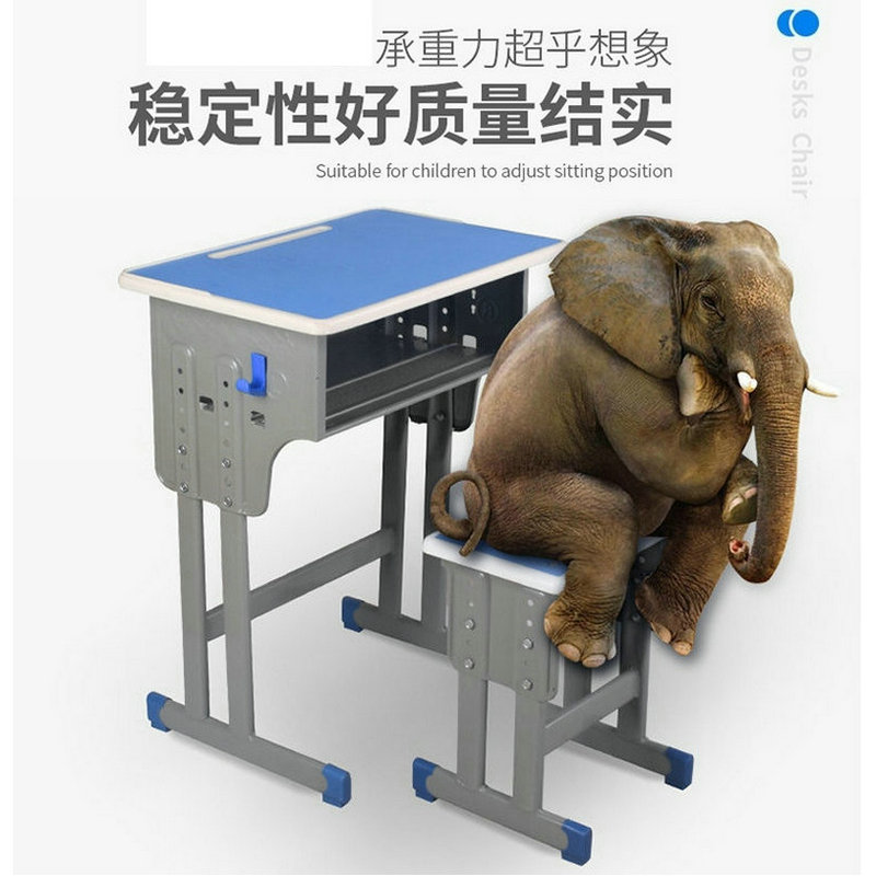 开元映象单人位课桌椅KYK-6004加厚可升降学校课桌椅中小学生书桌培训辅导班桌椅套装高清大图