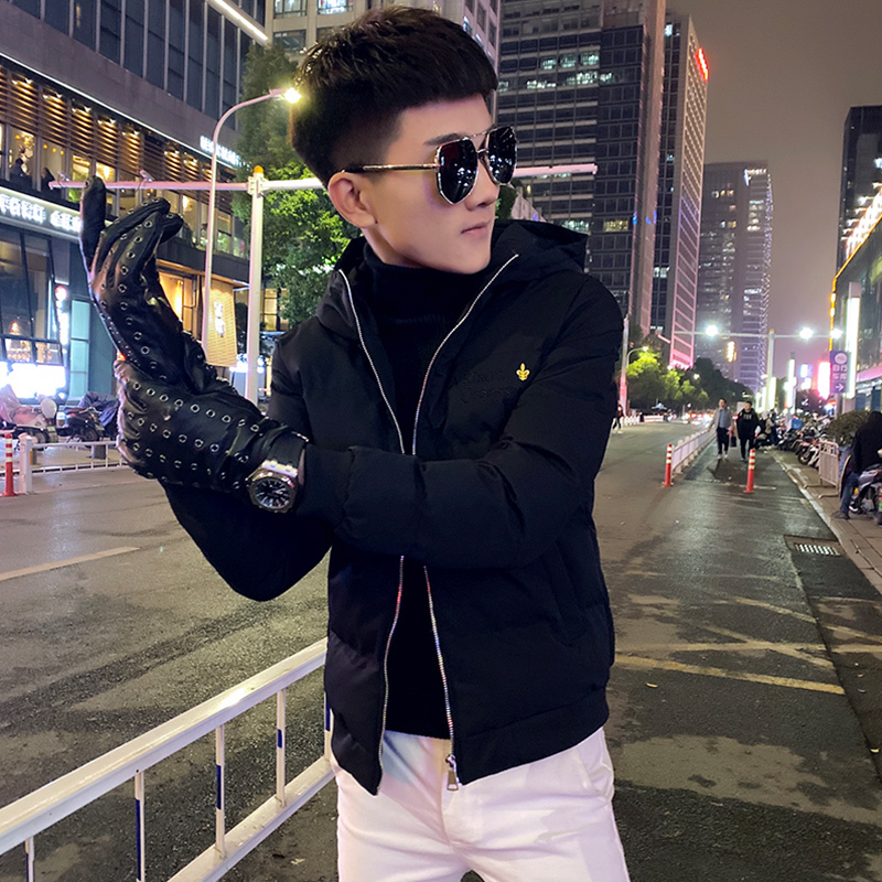 yuansu衣服男冬季社会精神小伙连帽外套网红快手红人同款羽绒棉衣服袄