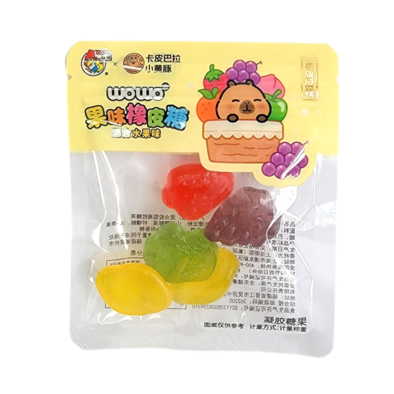 喔喔混合水果味橡皮糖散装250g婚庆结婚喜糖卡皮巴拉年货零食品高清大图