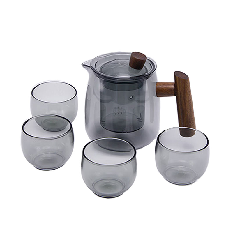 百斯克 BSK-TC251020 岚雾重山茶具套装 玻璃泡茶壶600ml+品茗杯80ml*4(单位:套)