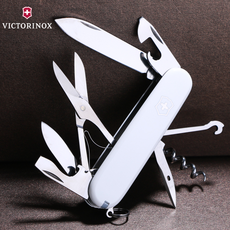 维氏(Victorinox)瑞士军刀原装正品91mm白色攀登者多功能折叠刀1.3703.7