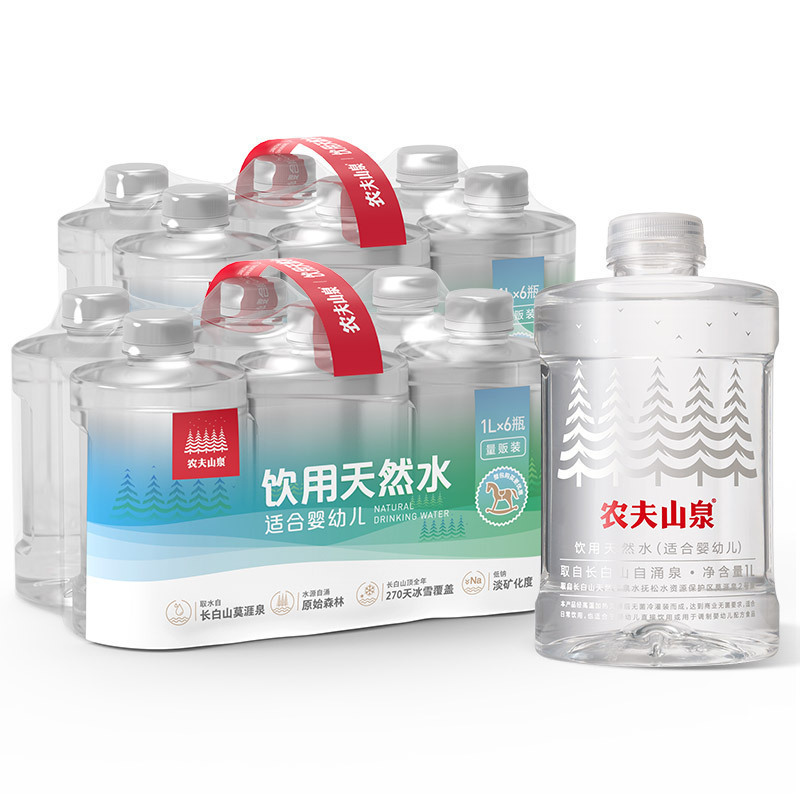 农夫山泉饮用天然水 婴儿水 母婴水 1L*6瓶*4包 双箱装(合计24瓶)