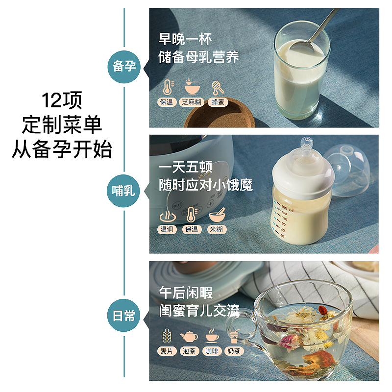 美的(Midea)婴儿智能恒温调奶器1.2L 暖奶器多功能婴儿冲奶粉养生壶 皇冠SE款MI-MYTP305