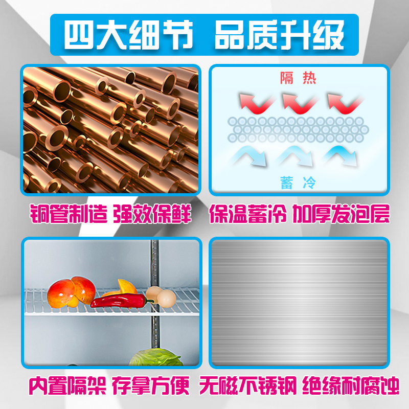 冰熊(bing xiong)760升四门全冷冻侧开门冰箱不锈钢立式冷柜冰柜展示柜 商用厨房大冰箱LCF-4M(D)