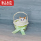 真智力仿真会叫猫咪会叫的猫提篮花篮工艺品景区礼品儿童玩具 会叫青色提篮白猫 默认仿真食物