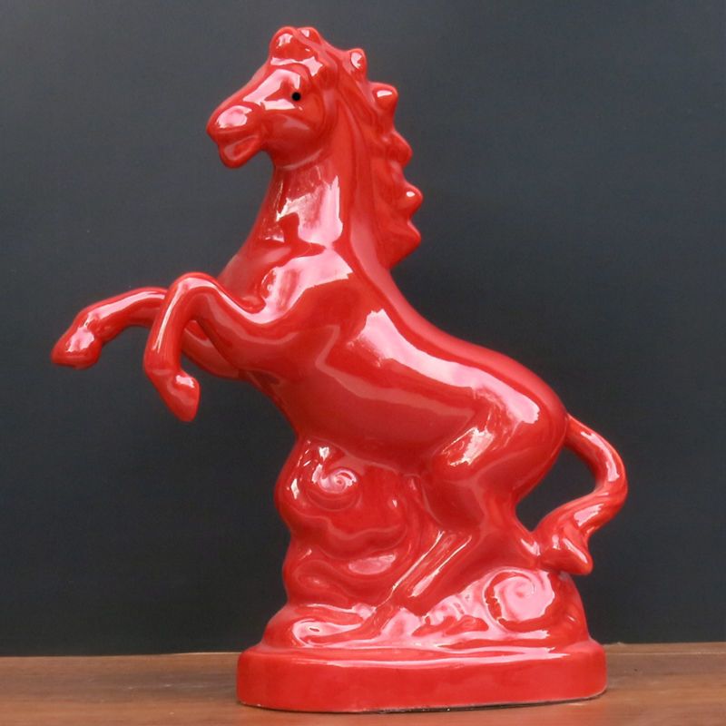 唐三彩马陶瓷红马摆件家居客厅办公室摆设招财马工艺品礼品