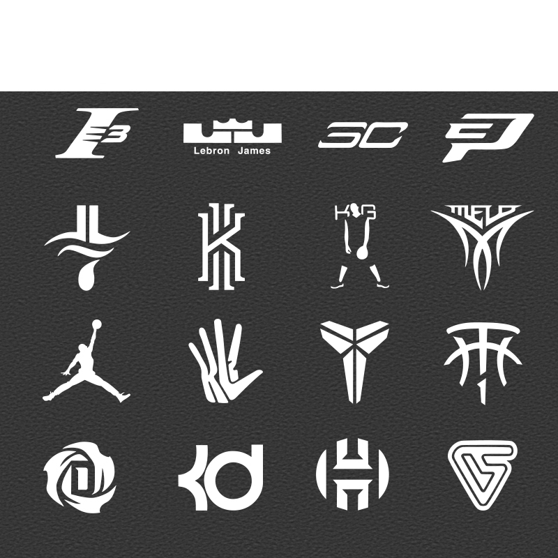 个性篮球拉花反光aj詹姆斯科比麦迪logo贴纸 加内特logo(10cm黑色)