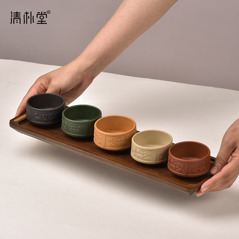 清朴堂 大器五帝·紫砂主人杯-茶盘款 茶具套装高清大图