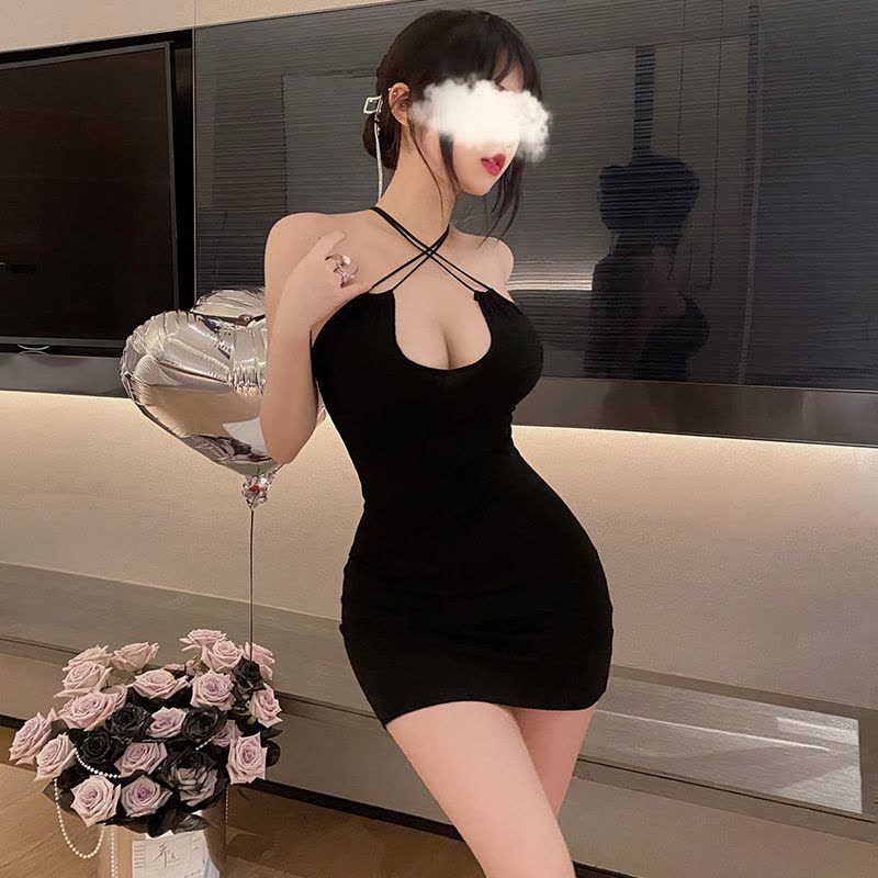 霏慕性感夜店弹力包臀裙情趣内衣制服衣服女交叉系带露背连衣裙女式情趣睡衣睡裙5131图片