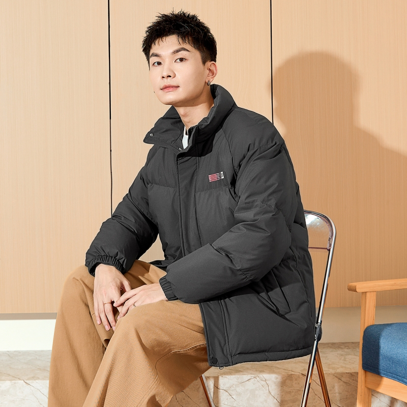 [直降价413元]唐狮新款男生高蓬立领前胸后背印花装饰羽绒服美式复古潮流
