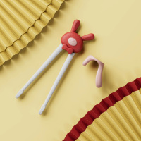 如山儿童筷子宝宝学习幼儿练习虎口训练筷勺二段2 3 4 6-12岁餐具 左右手训练筷-幸运兔