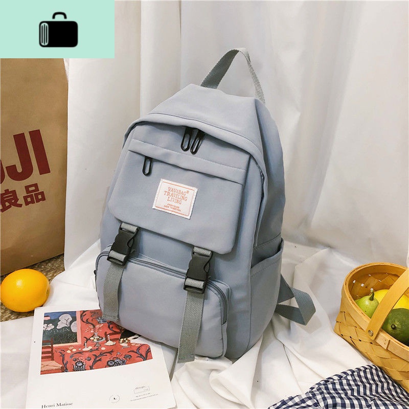 2019时尚书包女ins风韩版ulzzang高中学生背包潮大容量初中双肩包NEW LAKE 款式十M-1388-蓝色