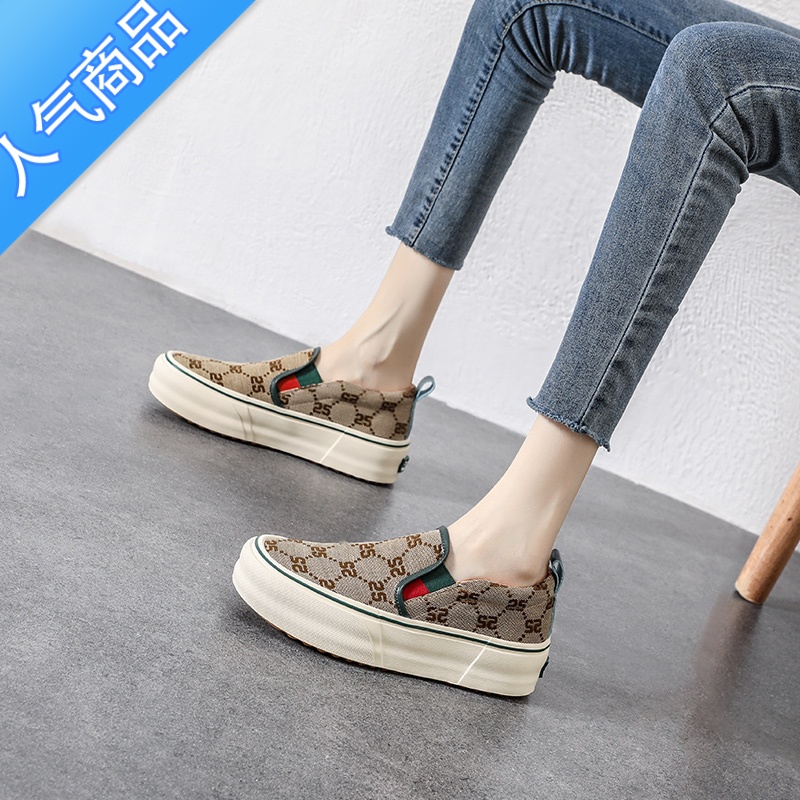 SUNTEK运动休闲乐福鞋女款帆布鞋厚底松糕板鞋懒人一脚蹬女鞋冬加绒棉鞋高清大图