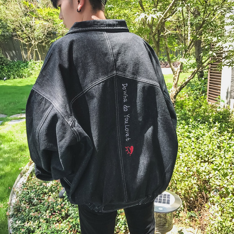 新款港风牛仔外套男韩版学生百搭帅气牛仔衣青年宽松男上衣 YUANSU牛仔服男