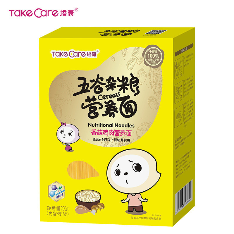 培康(TakeCare) 宝宝辅食 五谷杂粮香菇鸡肉营养面条200g (适合6个月以上)盒装