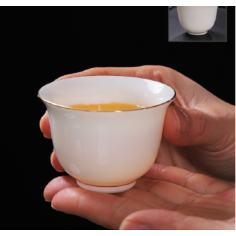 山水(SANSUI) 中国白瓷茶杯羊脂玉茶具高档轻奢办公室会客高清大图