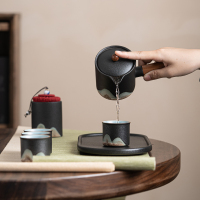 苏氏陶瓷(SUSHI CERAMICS)手绘釉画彩千里江山侧把茶壶干泡茶盘功夫茶具套装礼盒