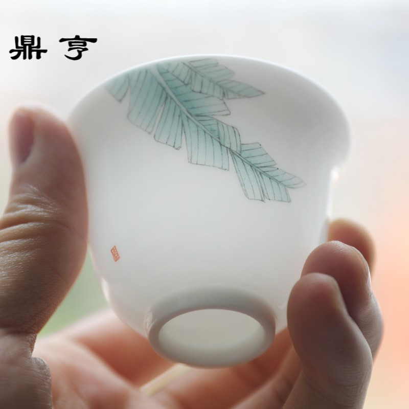 鼎亨春泥玉泥手绘景德镇陶瓷薄胎主人杯品茗杯泡茶杯功夫花神茶杯