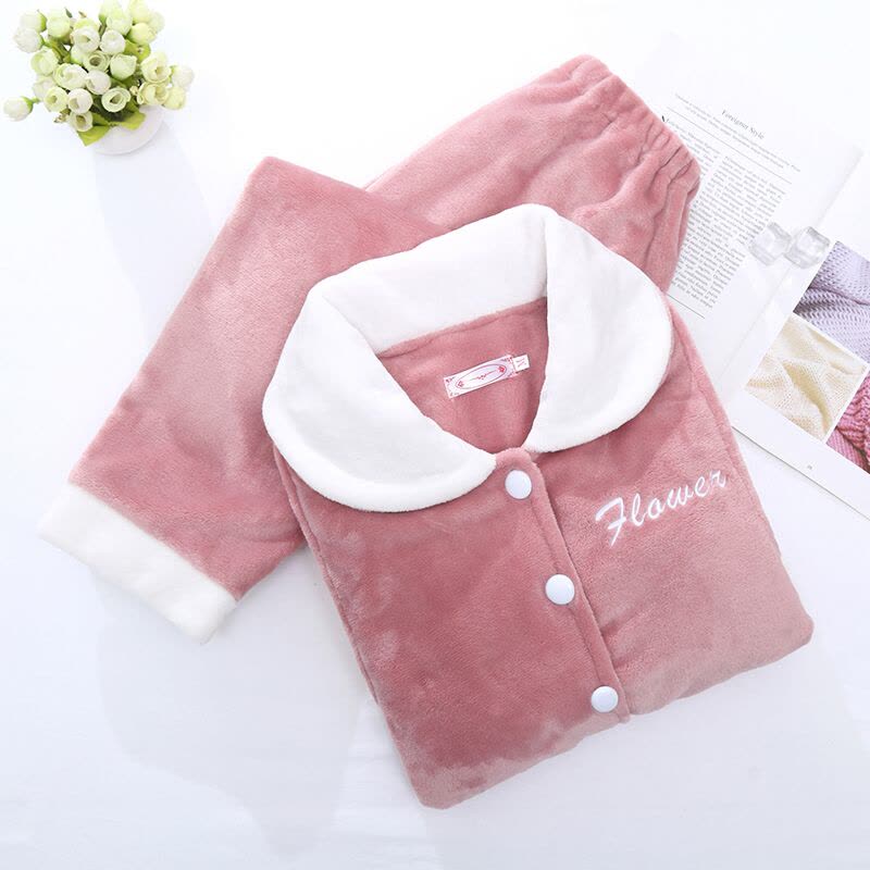 迪鲁奥(DILUAO)孕妇睡衣女秋冬季珊瑚绒怀孕期产后哺乳月子服法兰绒喂奶加绒图片