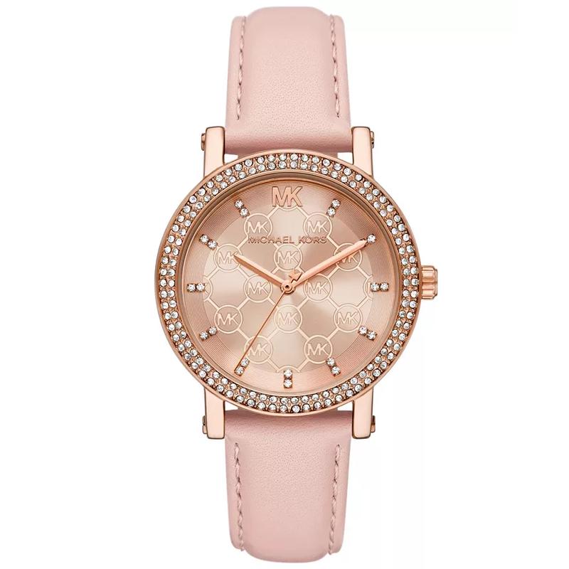 Michael Kors 女士玫瑰金皮质表带石英防水腕表mm日常百搭手表