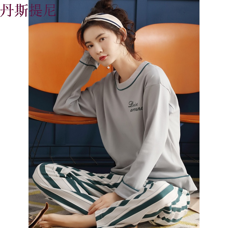 睡衣女长袖套装薄款秋冬纯棉春秋韩版宽松大码可爱学生秋季家居服