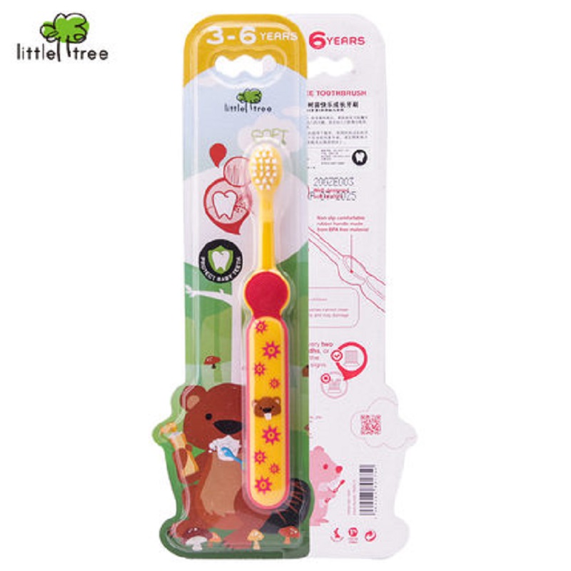 英国小树苗(little tree)儿童牙刷3-6岁-红色软毛高清大图