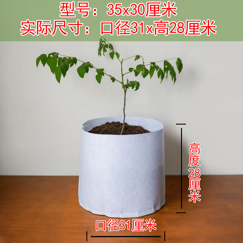 美植袋种植袋加厚植树袋无纺布加厚-白色35*30无提手(10个)