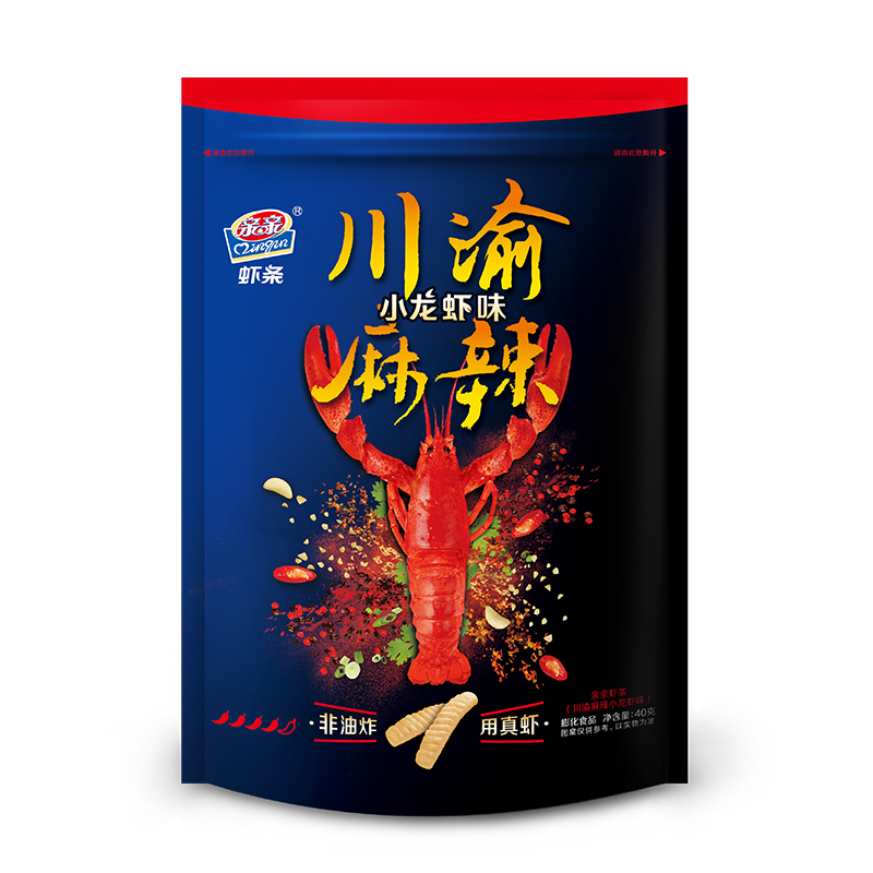 亲亲 膨化食品 虾条川渝麻辣小龙虾味40g(休闲零食）