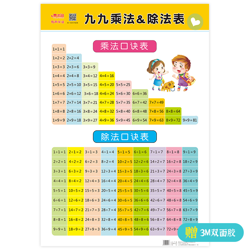 乘法口诀表挂图墙贴小学生一二年级数学九九乘法除法口诀表天天练 九九乘法&除法表视频介绍_乘法口诀表挂图墙贴小学生一二年级数学九九乘法除法口诀表 ...