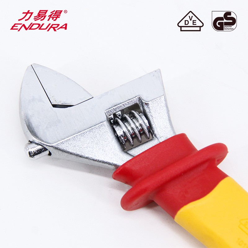 力易得(ENDURA)8英寸VDE双色绝缘活扳手 耐电压1000v电工板手200mm E2051 1把