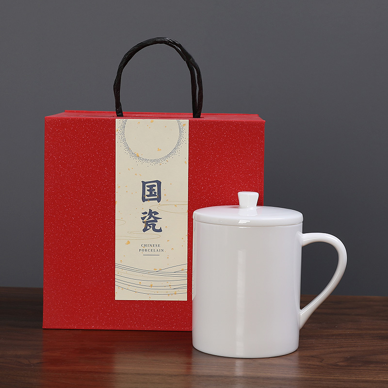 家柏饰(CORATED)德化白瓷茶水分离泡茶杯过滤陶瓷茶杯带盖杯子礼品茶具礼盒装高清大图