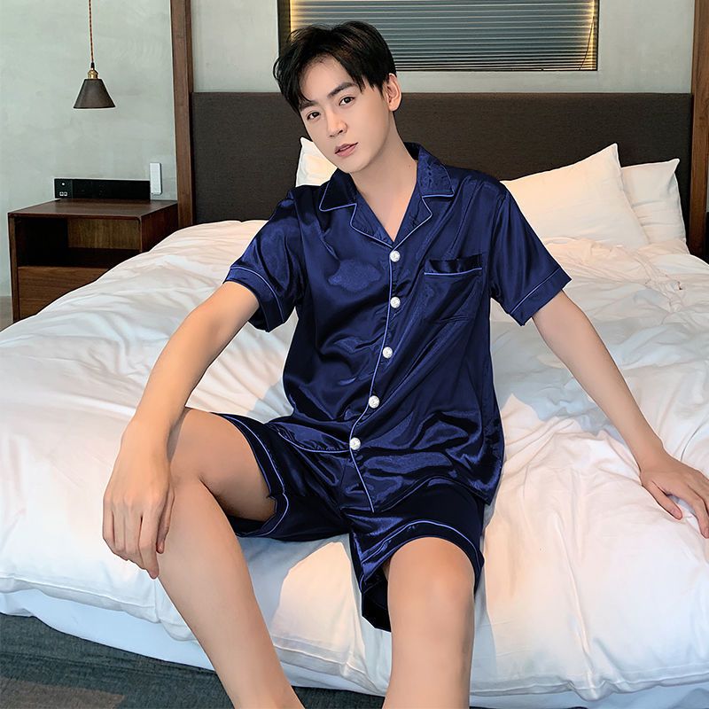 男士睡衣短袖薄款仿冰丝春夏季薄款夏天卡通可爱学生家居服套装莎丞