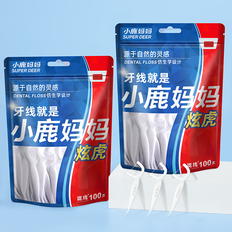 小鹿妈妈 炫虎牙线棒 100支/袋*2 两种款式 随机发货高清大图