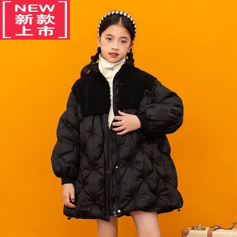 可莉允女童棉服2022新款大童中长款棉袄外套加绒加厚女大童冬装棉衣图片