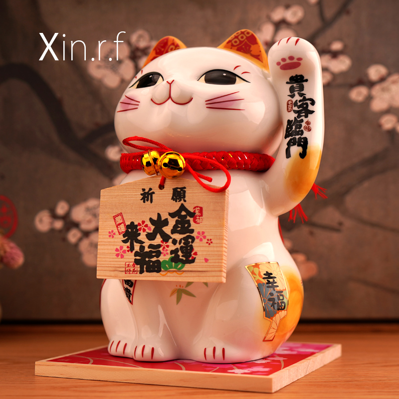 猫摆件开业大号存钱罐二维码店铺收银台家居客厅摆件 三维工匠 SC9001贵客临门(黄)猫高清大图