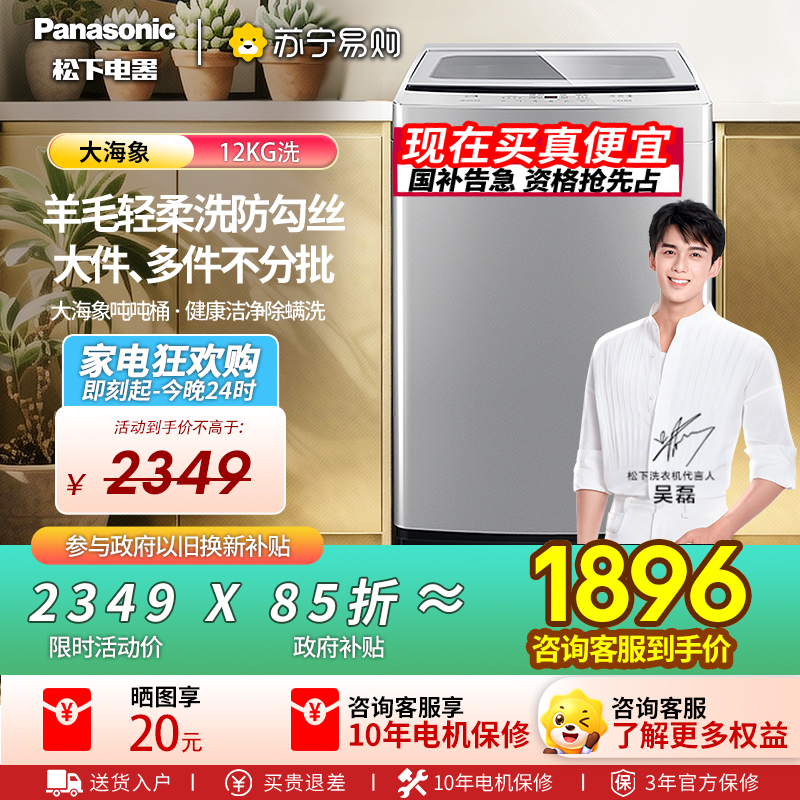 [大海象]松下12KG洗衣机家用大容量全自动波轮一级官方旗舰店K2M1