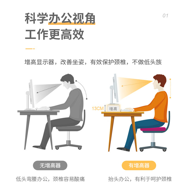 京佳宜电脑支架笔记本显示器增高架托架垫高底座桌面收纳架办公置物架高清大图