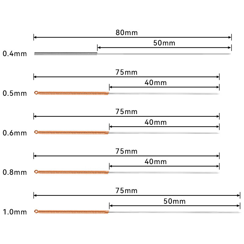 谋福 mk8喷嘴e3d喷头清理钢针 清理器黄铜不锈钢钻头通针【0.35mm(1盒5支不锈钢色)(5盒装)】