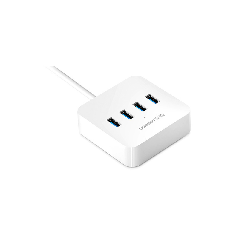 绿联(UGREEN)CR118 USB3.0分线器 一拖四转换器延长线带电源接口 1.5米