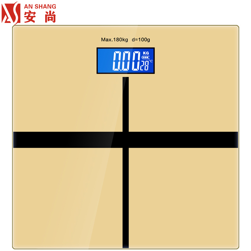 安尚健康人体秤带夜光体重秤家用电子称自动开关机成人称重仪测体重厨房秤计重器称重仪干电式智能秤温度计玻璃面板