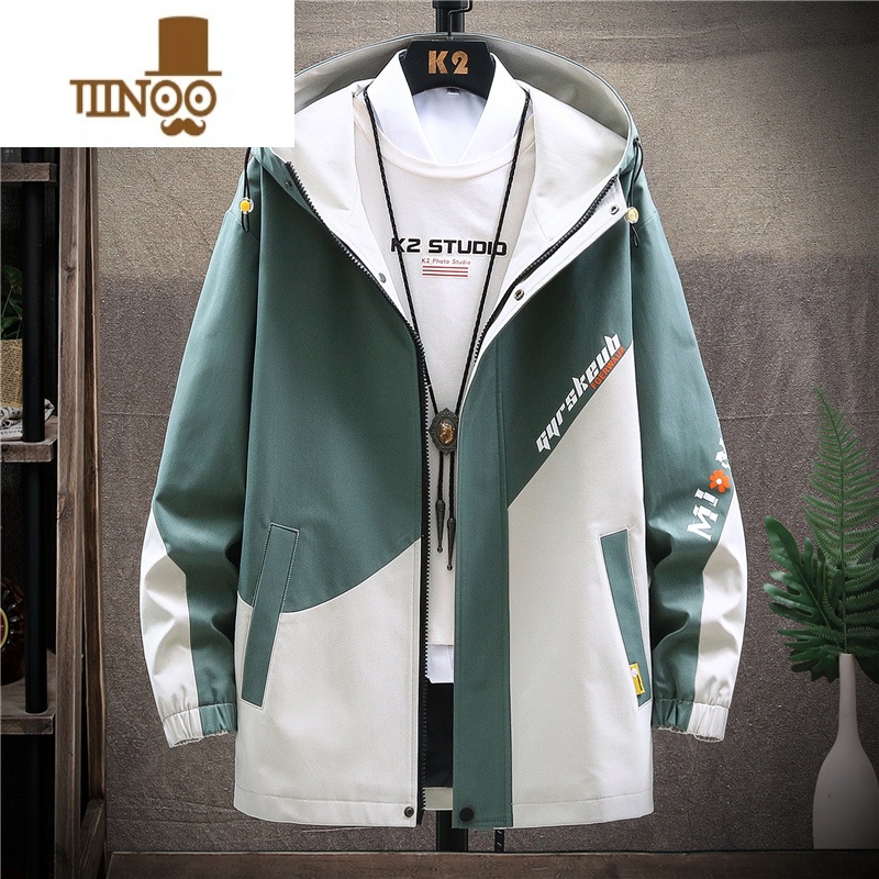 YANXU工装外套男春加绒加厚潮流韩版夹克潮牌青少年初中高中学生 9916绿米 4XL